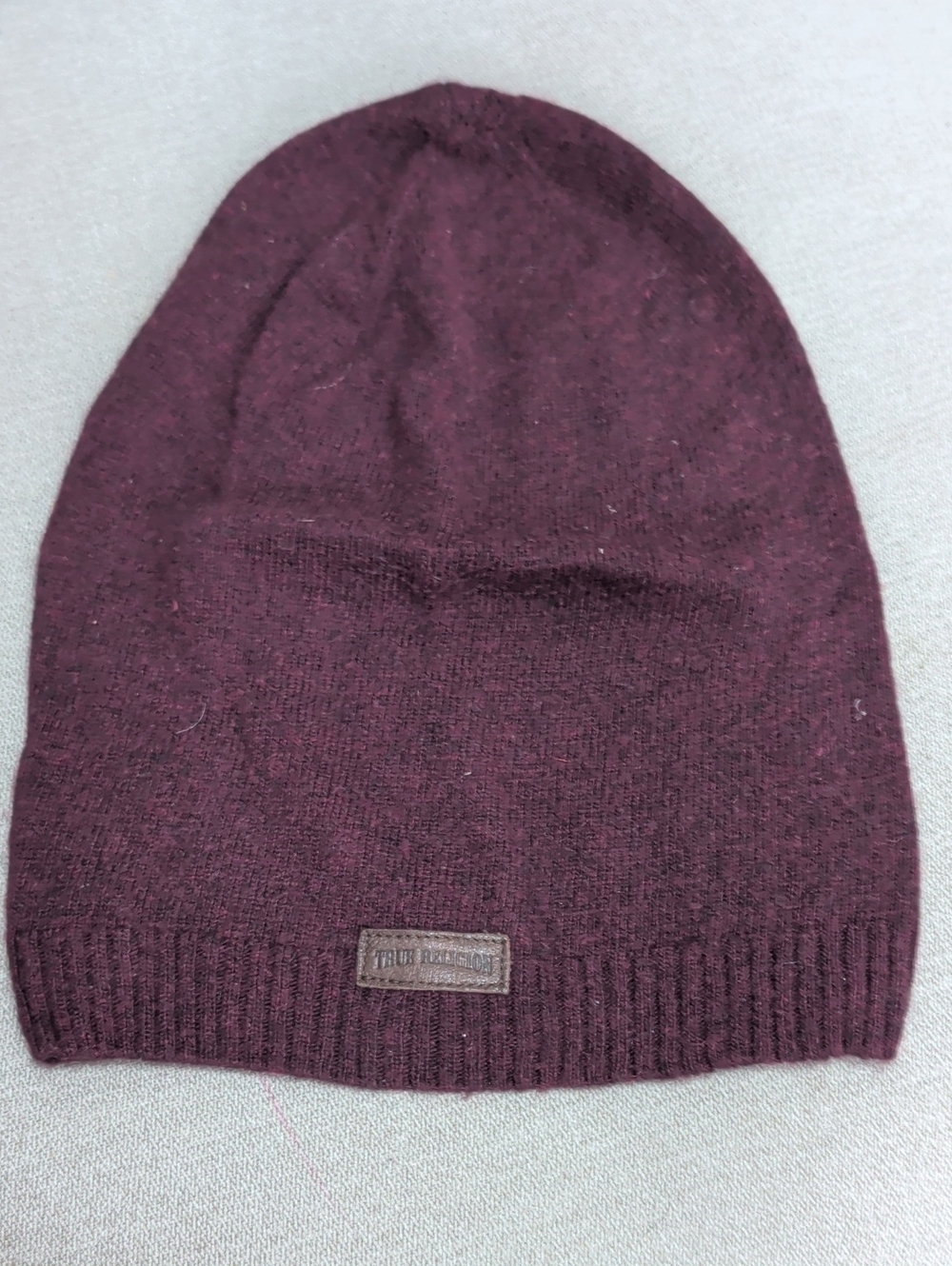 True Religion Maroon Knit Slouch Beanie